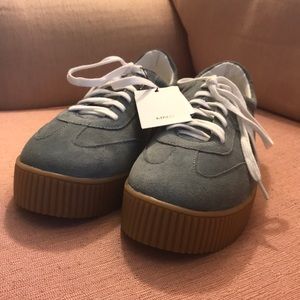 Mango Blue Suede Platform Sneakers — Never Worn!
